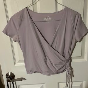 purple hollister tie crop top